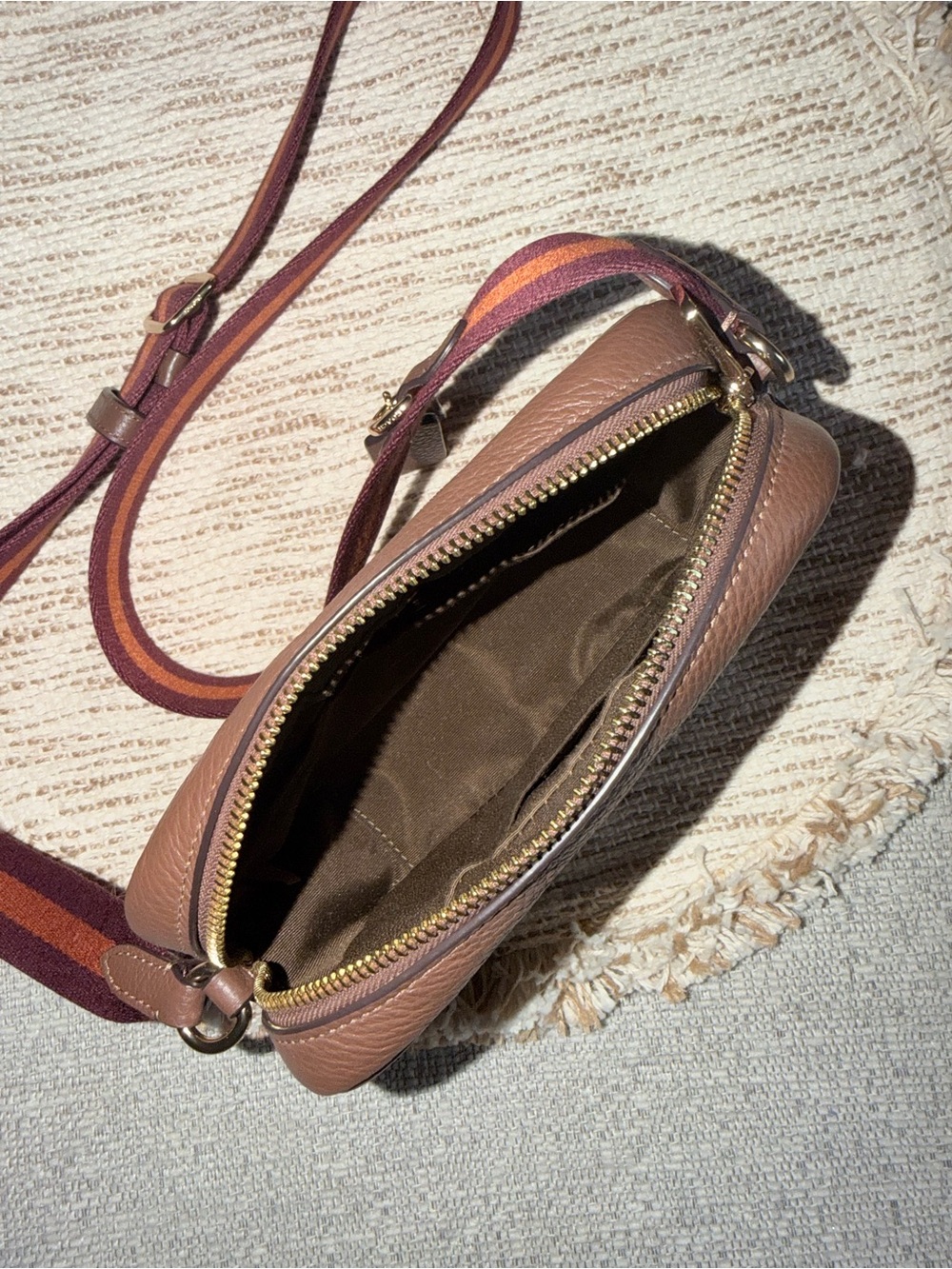 Coach Brown Signature Canvas Crossbody with Striped Strap - Picture 4 of 4